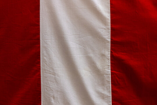 Peru flag displayed at a festival in Peru during the national celebration
