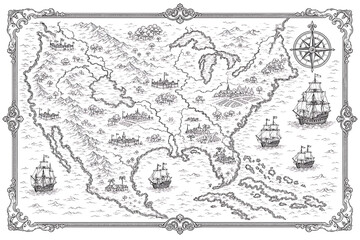 Obraz premium colonial era map, vintage map, antique map, historical map, colonial history, old world map, historic cartography, antique cartography, parchment map, retro map, geographical map, world history, histo