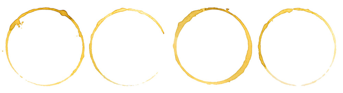 PNG Coffee stains circle pattern, isolated element set, transparent background