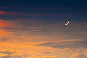 Background night sky of with crescent moon,and stars .Background Greeting card for the holy month of Ramadan of islam  © Media 