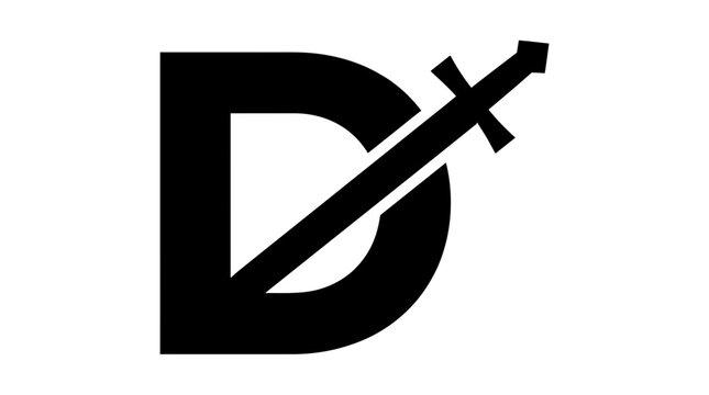 Letter D logo icon with sword element.
