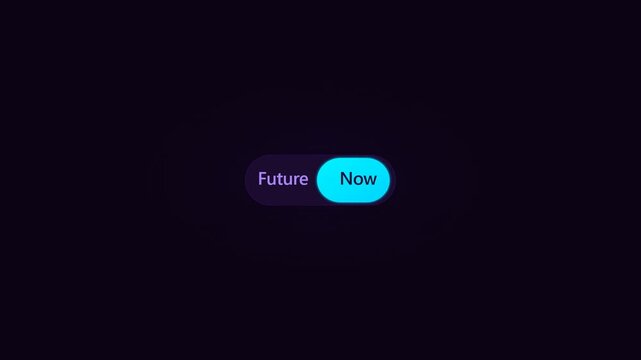 Modern UI Toggle Switch Animation Shifting Between Future and Now Concepts on Dark Background
