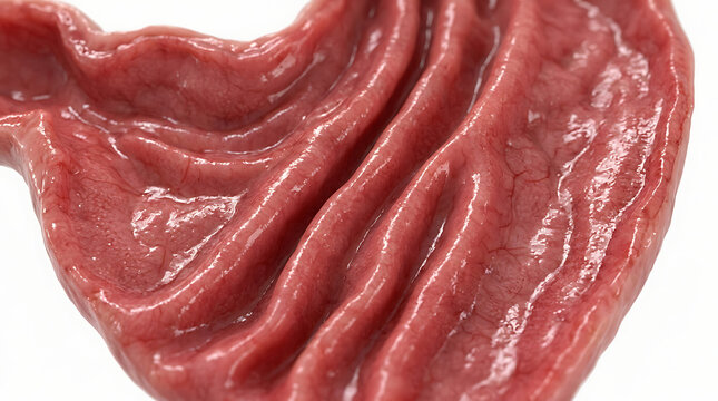 Detailed 3D Illustration of Human Stomach Lining with Gastric Mucosa and Rugae Folds