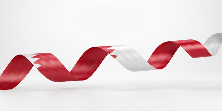 Flowing ribbon with the national flag of bahrain on a white background