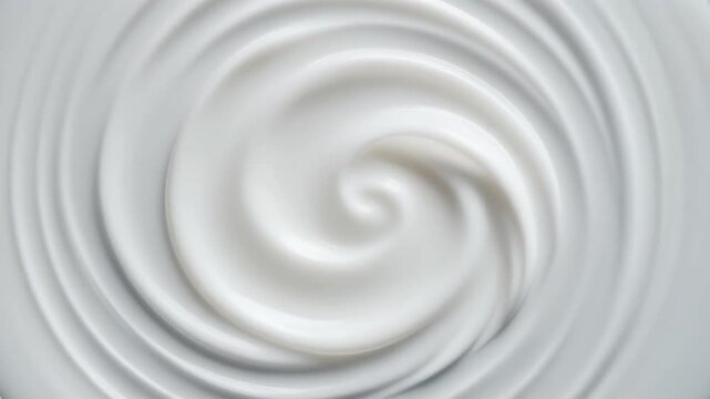 White cosmetic cream swirling across glass surface