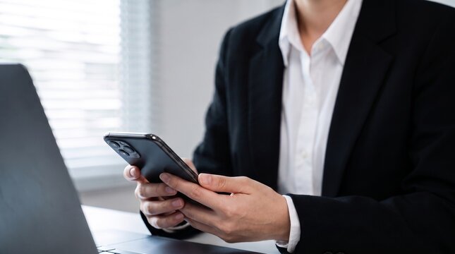 digital communication and business networking concept with smartphone messaging, feedback cycle, and team collaboration in a corporate environment