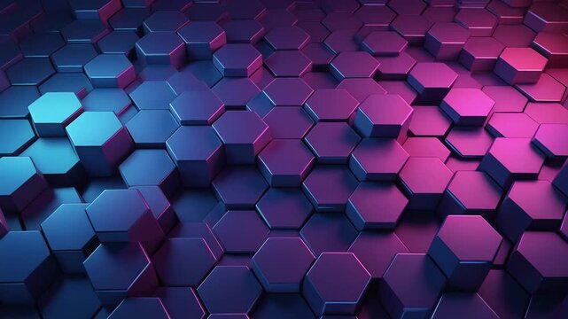 abstract futuristic hexagon technology loop with vibrant colors 4k