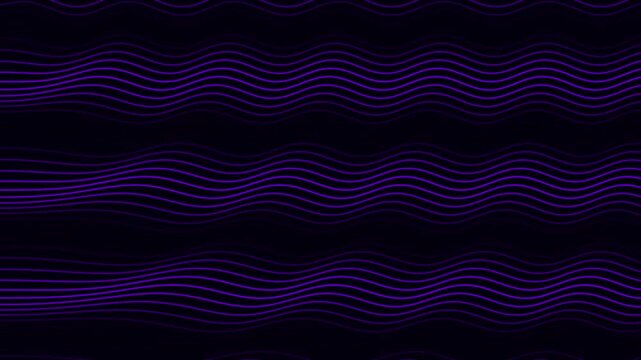 neon purple wavy lines ripple across black background in smooth looping animation featuring motion, graphics, moving