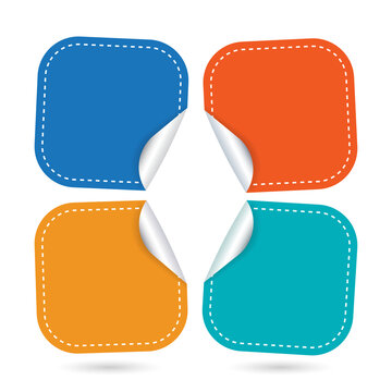 Colorful infographic template with four rounded square sections on transparent background