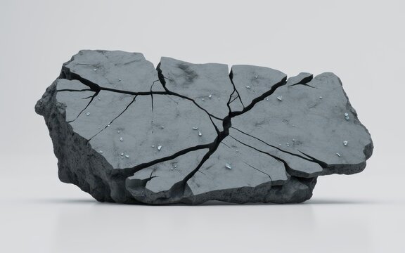 Cracked grey stone boulder vector