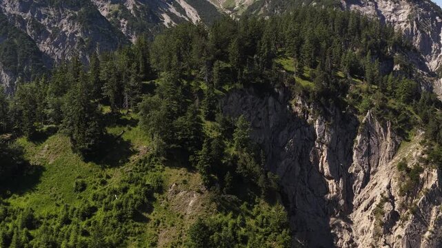 Ammergau Alps Austria alpine highlands Lake Plansee nature aerial drone landscape