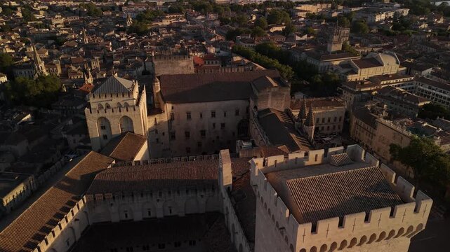 Largest Gothic palace Palais des Papes in Avignon, France UNESCO World Heritage Site