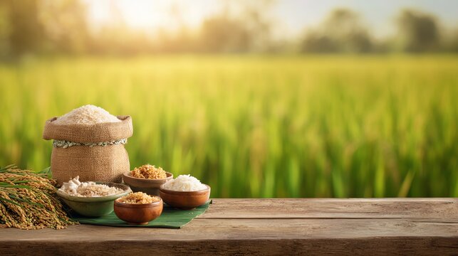 Variety of grains displayed on a wooden table.