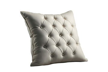 Naklejka premium Cream deep tufted decorative cushion isolated on transparent background