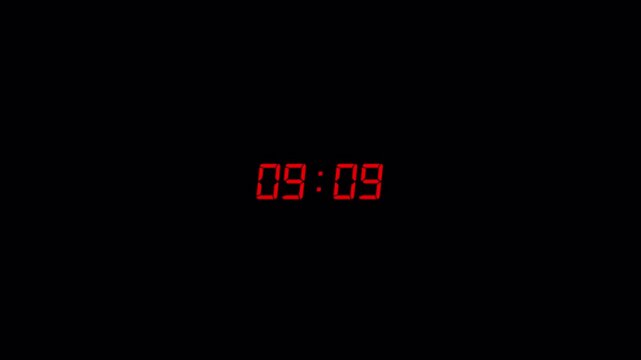 10 Minute Countdown Timer Animation with Transparent Background, Ten Minute Digital Timer Motion Graphic, Alpha Channel Overlay Video in 4K