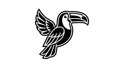 Obraz premium Stylized Black Silhouette of a Toucan Bird in Flight.