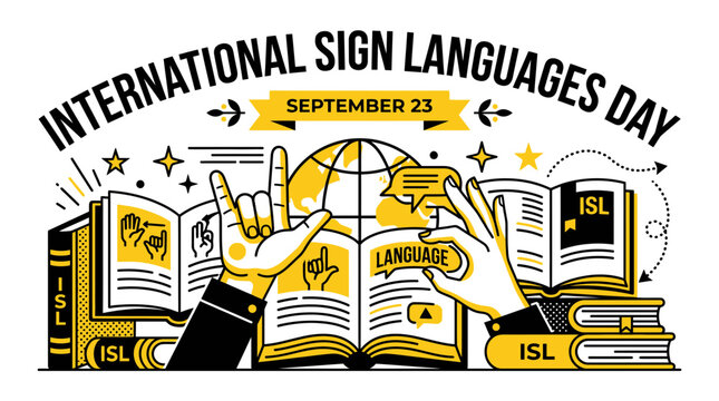International Sign Languages Day September 23 Illustration, Communication Concept