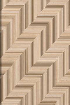 Light wooden panel with vertical chevron zigzag pattern geometric background interior cladding decorative
