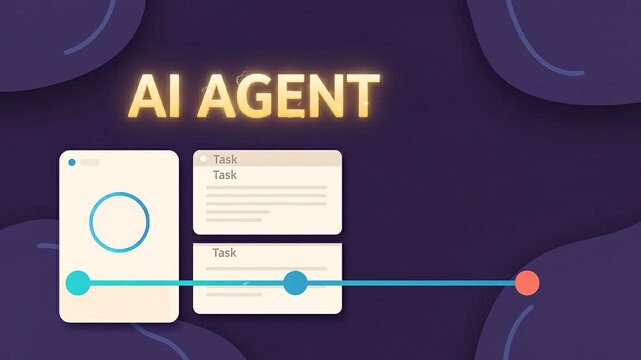 AI agent animation with task processing and checklist completion
