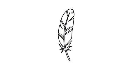 Simple black and white feather illustration. © Bakso