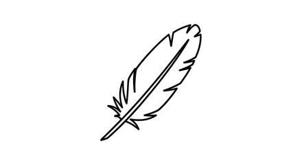 Simple black and white feather illustration. © Bakso