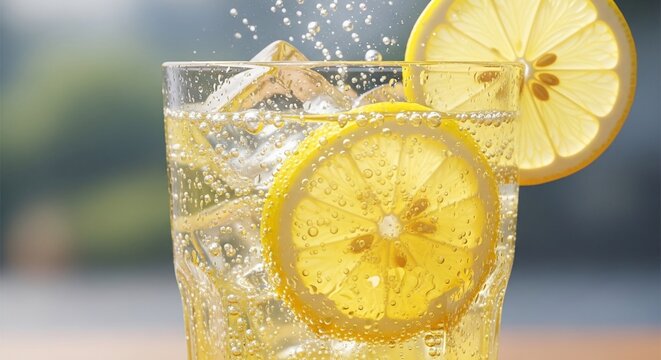 夏の陽射し、弾けるレモンソーダ