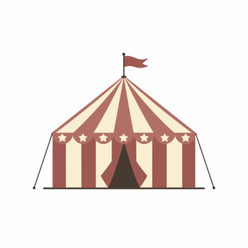 Vintage circus tent illustration with old style design on white background