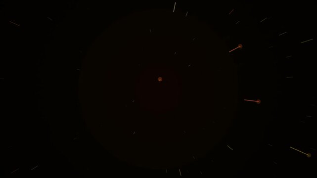 Abstract Digital Motion Particles Flowing Outward from a Central Point in Dark Space