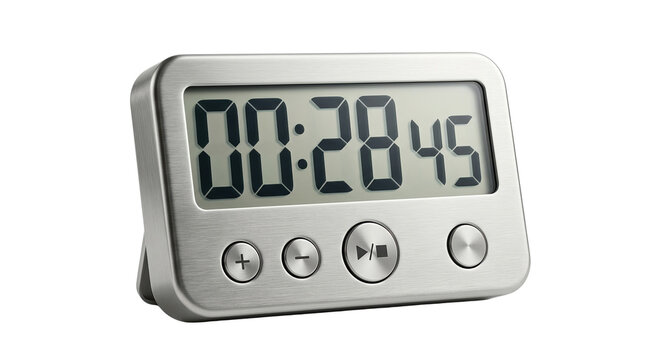 Digital kitchen timer, brushed stainless steel stopwatch, electronic countdown clock with LCD display for cooking and fitness