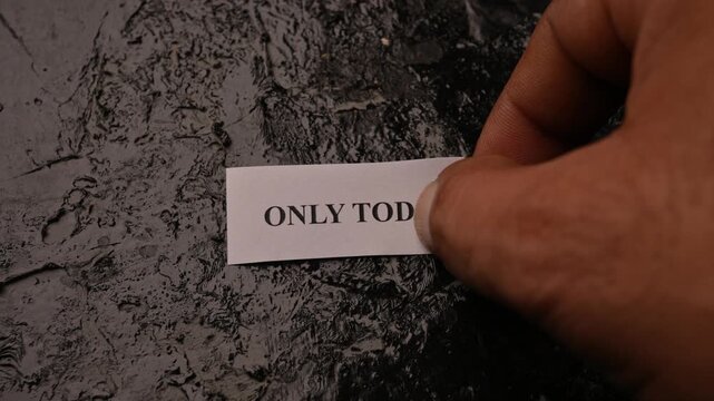 Only Today Urgency Offer Card Placed by Hand on Rough Stone Texture Background