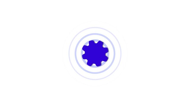 Blue technical support settings gear icon with crcular interface for configuration.