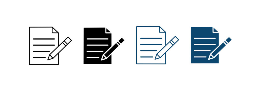 Document icon set. Includes a document with a pencil.