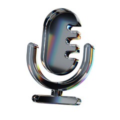 3d glass podcast mic icon with dispersion effect, 3d render, transparent background. © Aamir Gfx