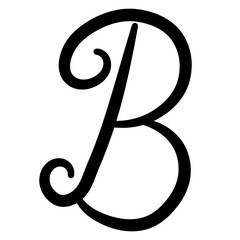 Elegant handwritten cursive letter B vector icon, calligraphic script initial monogram typography © Dita