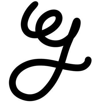 Lowercase cursive letter g vector design, handwritten calligraphic script monogram typography