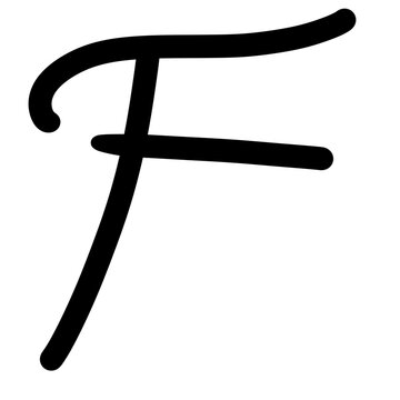 Elegant cursive letter F vector illustration, handwritten calligraphic script initial typography