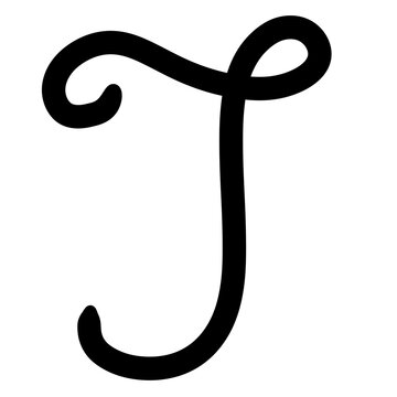 Elegant cursive letter J vector design, handwritten calligraphic script monogram typography