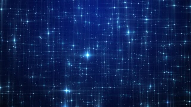 光線の長い星がきれいに輝く星空　ゆっくり前進・星の量：たっぷり　ループ