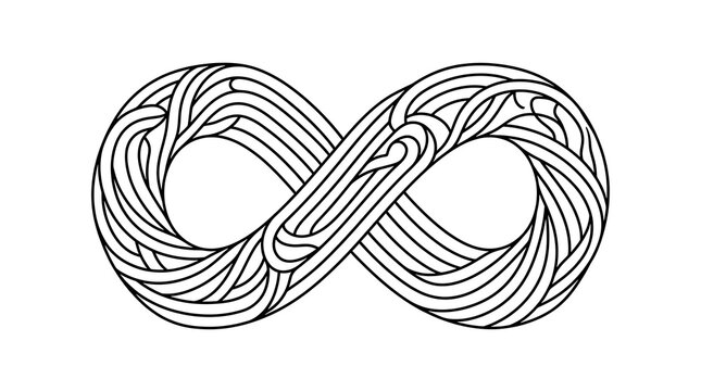 Infinity symbol with wavy line pattern line art