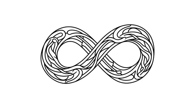 Hand drawn infinity symbol with fluid line texture