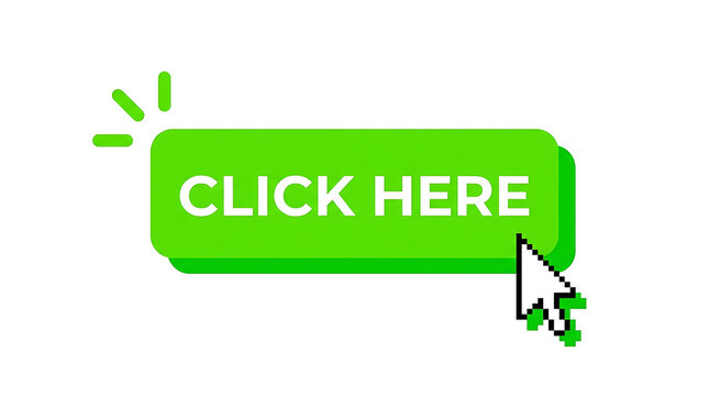 Green button with click here text and computer mouse cursor icon
