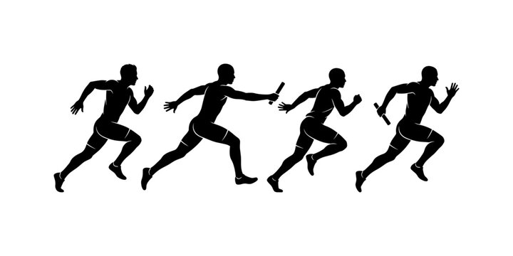 relay, race, runner, athlete, silhouette, sport, speed, teamwork, competition, motion, running, track, baton, fitness, sprint, relay race, athletic team, running silhouette, sports illustration, teamw