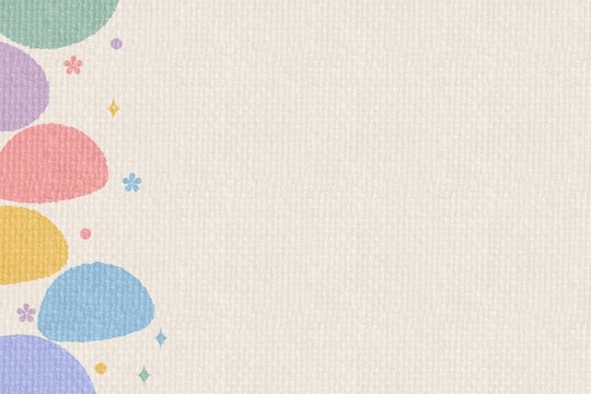 Abstract pastel blobs side border background template on textured beige canvas
