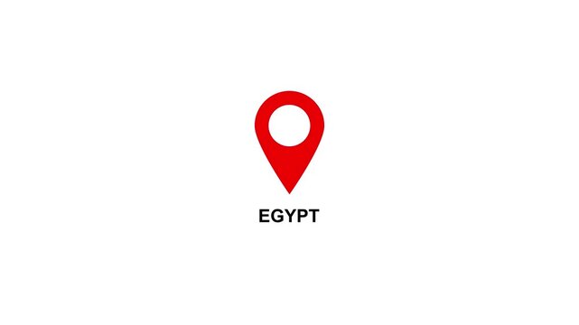Red location pin icon with white circle and text on EGYPT white background map marker navigation. Location or map pin icon symbol set. Location pointer.