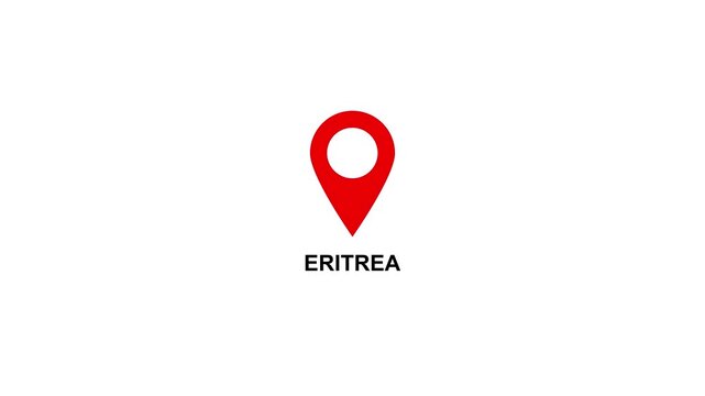 Red location pin icon with white circle and text on ERITREA white background map marker navigation. Location or map pin icon symbol set. Location pointer.