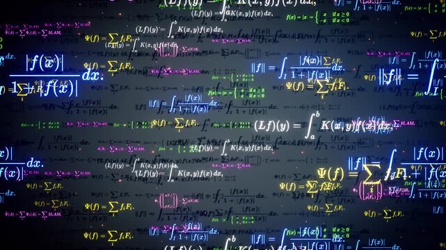 Neon Mathematical Equations and Scientific Formulas Visualization 4K
