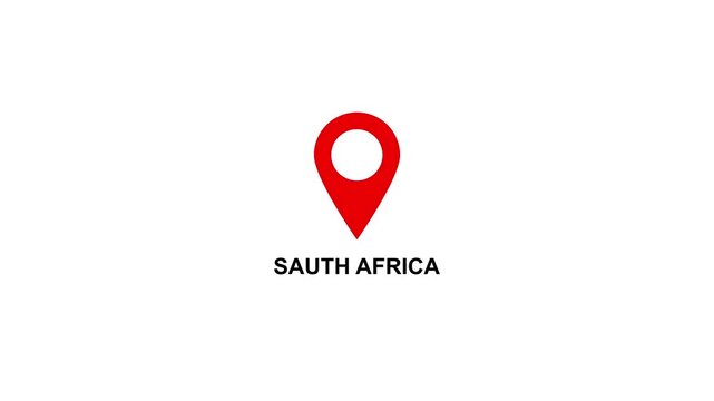 Red location pin icon with white circle and text on SAUTH AFRICA white background map marker navigation. Location or map pin icon symbol set. Location pointer.