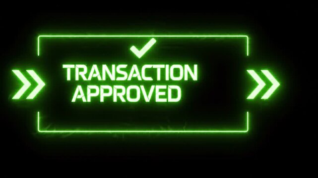 Futuristic green neon transaction approved graphic animation