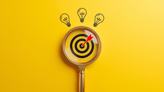 Magnifying Glass on Target with Lightbulbs