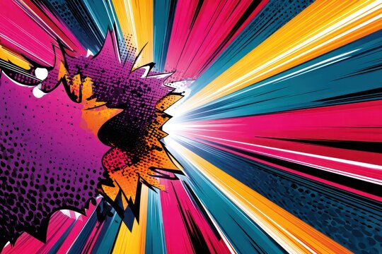 Vintage comic book explosion background with text space